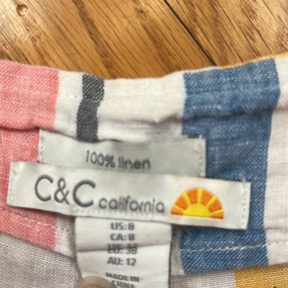 C&C CALIFORNIA 100% Linen Striped Shorts - Picture 3 of 6